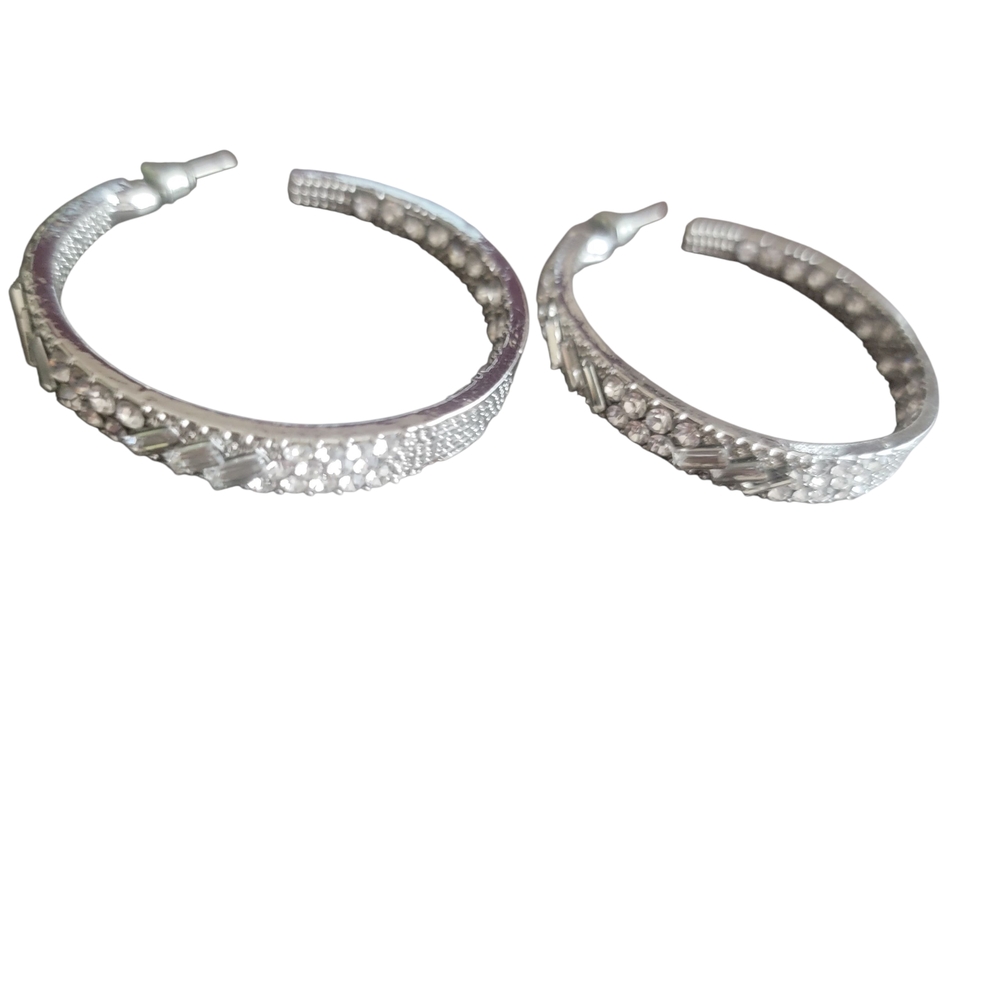 Sparkling Silver And Crystal Hoop Earring